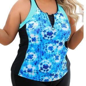 ANGEL SEASON womens modest athletic racerback tankini swim top size L NWT